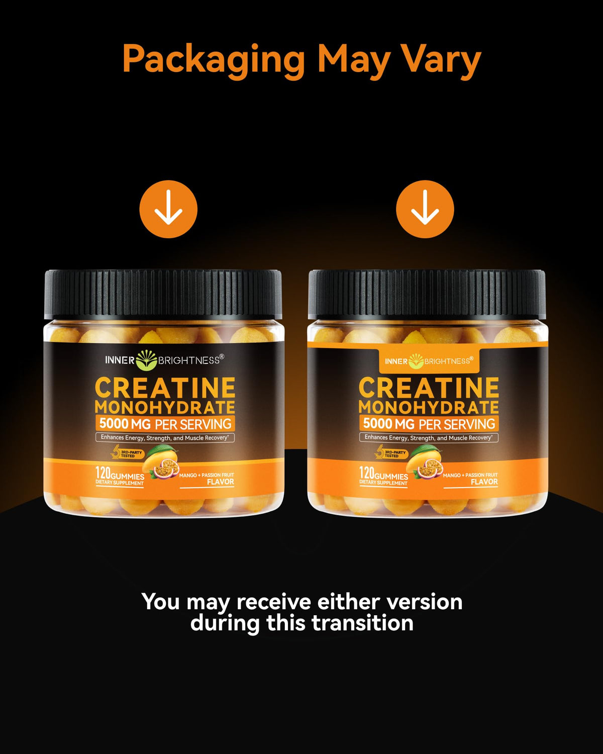 Inner Brightness Creatine Monohydrate Gummies for Men & Women 5000 mg, 3rd Party Tested, Creatine Chews for Muscle Growth, Strength & Energy Support, Sugar Free, Vegan, 120 Count, Mango Passionfruit Inner BrightnessBuy Supplements Australia