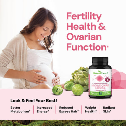 Myo-Inositol & D-Chiro Inositol Supplement for Women's Health | Fertility Supplements Women | Inositol 40:1 Ratio Support Ovarian Function & Healthy Hormone Balance Women | 2050mg | 120 Powder Caps ForestLeafBuy Supplements Australia