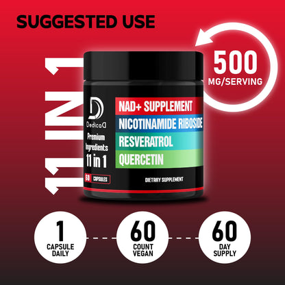 DEDICAD 11in1 NAD Supplement with Nicotinamide Riboside, Quercetin, Resveratrol and 8 More - 2 Month Supply DEDICADBuy Supplements Australia