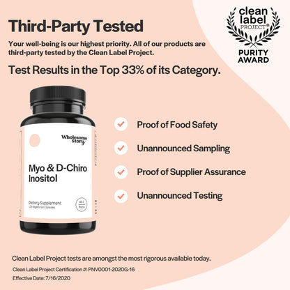 Myo-Inositol & D-Chiro Inositol Blend Capsule | 30-Day Supply | Most Beneficial 40:1 Ratio Wholesome StoryBuy Supplements Australia