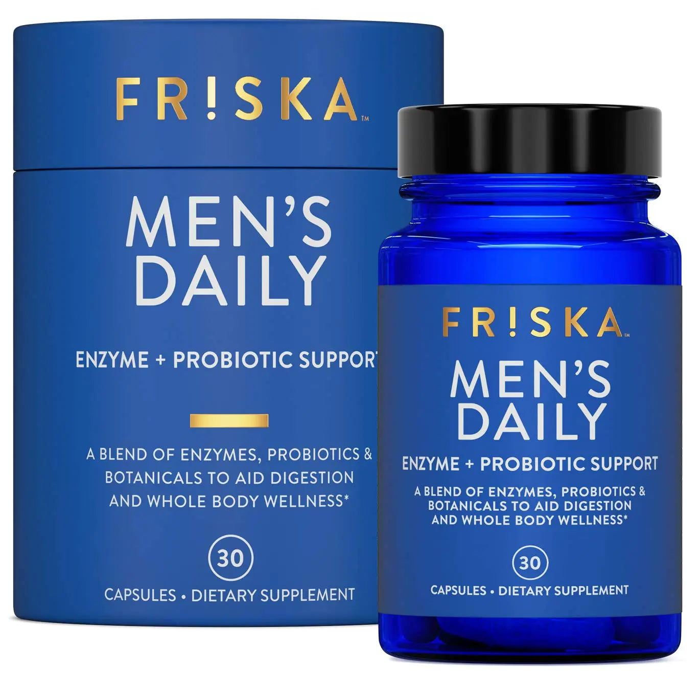 Friska Daily Digestive Enzymes with Probiotics for Men - Helps Break Down Protein, Fat & Carbs, Reduces Bloating & Gas, with Vitamins B6 & B12, 30 Capsules FR!SKABuy Supplements Australia