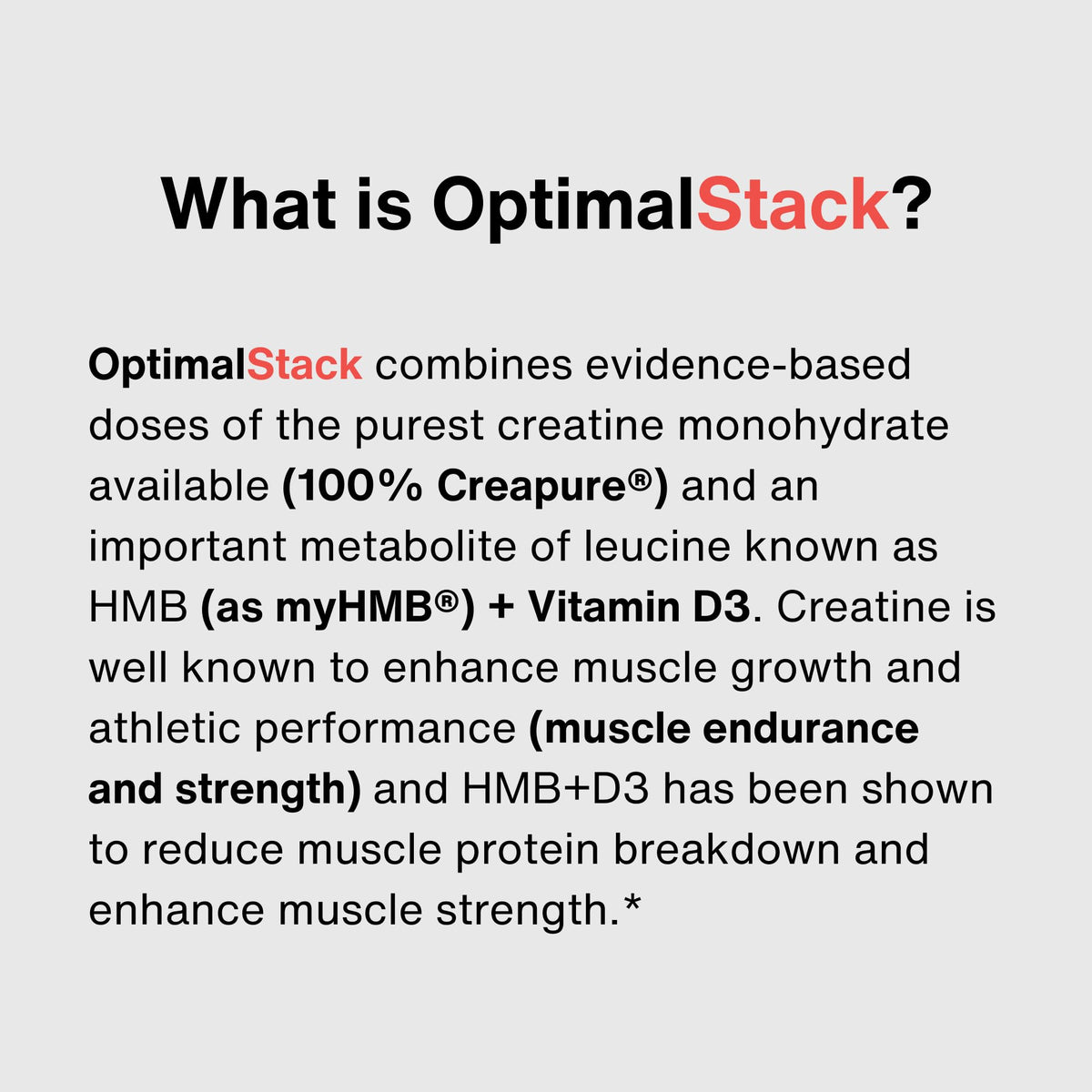 OptimalStack Creatine Monohydrate, HMB, & Vitamin D3 Stack | with Creapure Creatine, Clinical Dosage of myHMB, and Vitamin D3 | NSF for Sport Certified | Unflavored, 30 Servings OptimalAminoBuy Supplements Australia