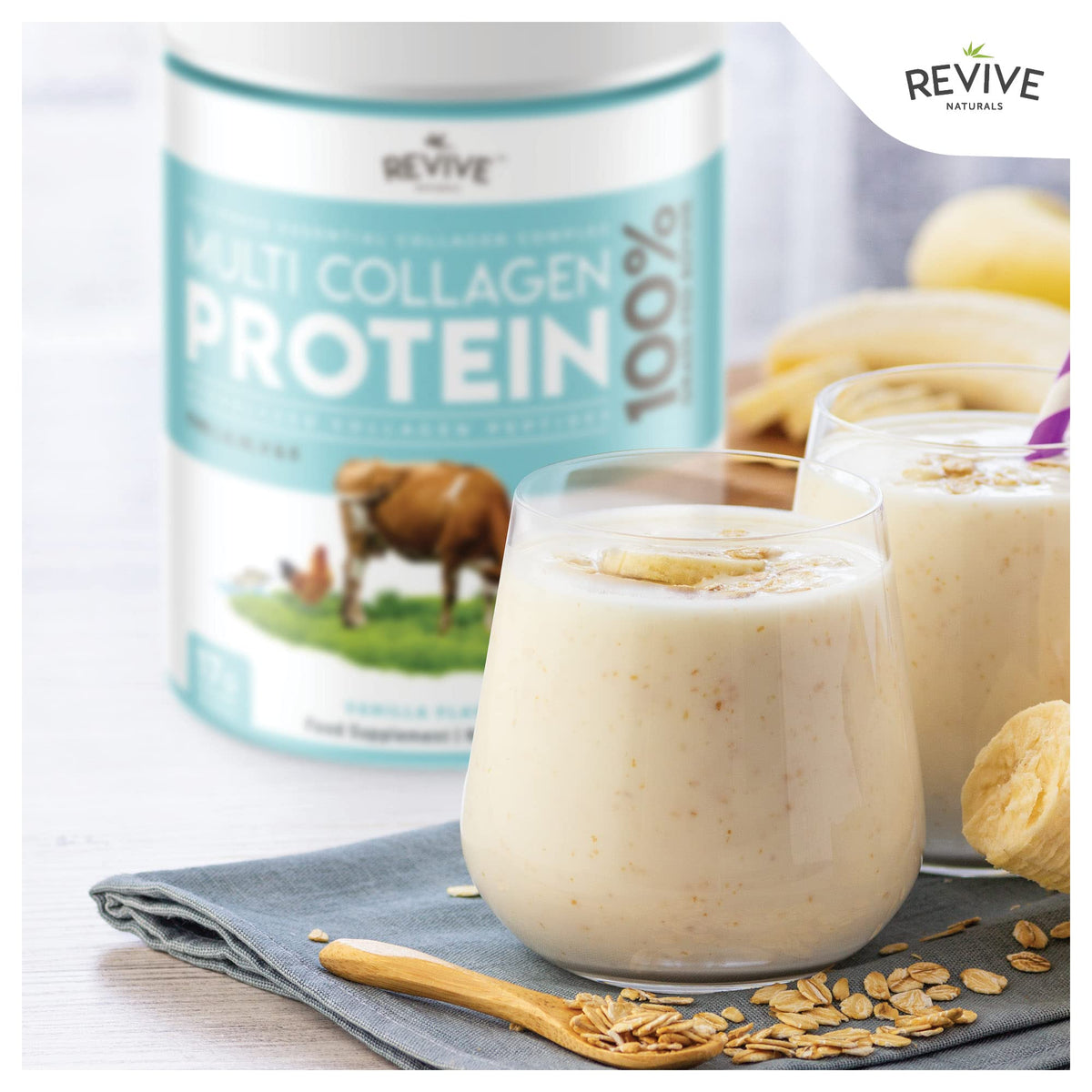Vanilla Multi Collagen Protein Powder - 400g - Unsweetened - 5 Types of Collagen Peptides Revive NaturalsBuy Supplements Australia