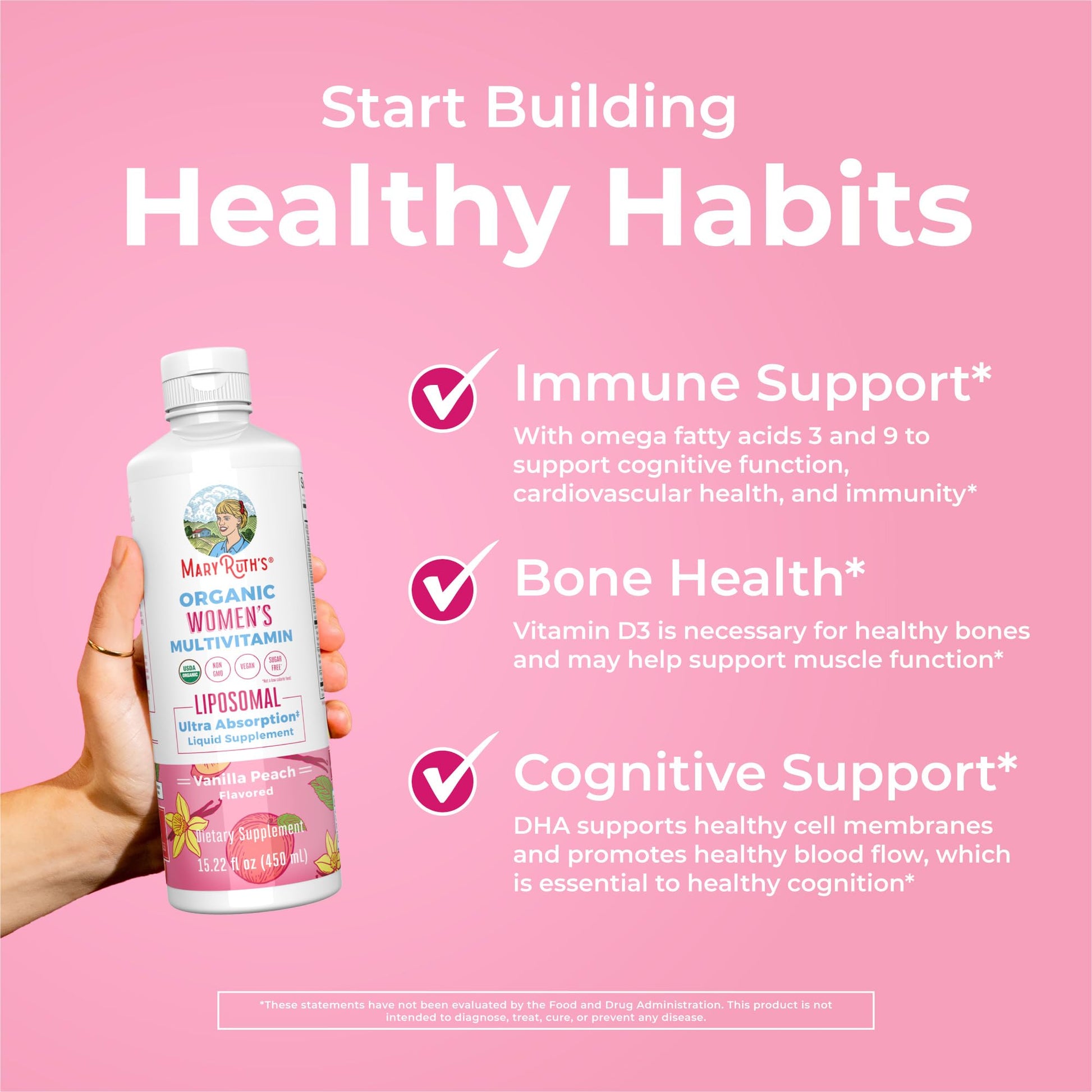 MaryRuth Organics USDA Organic Multivitamin for Women, Sugar Free Womens Multivitamin, Liquid Vitamins for Women, Immune Support Supplement, Ashwagandha, Methylfolate, Vegan, Non-GMO, 15.22 Fl Oz MARYRUTH'SBuy Supplements Australia