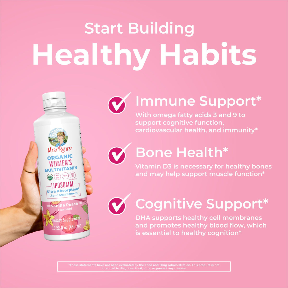 MaryRuth Organics USDA Organic Multivitamin for Women, Sugar Free Womens Multivitamin, Liquid Vitamins for Women, Immune Support Supplement, Ashwagandha, Methylfolate, Vegan, Non-GMO, 15.22 Fl Oz MARYRUTH'SBuy Supplements Australia