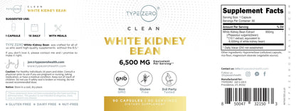 Type Zero Clean White Kidney Bean Capsules (6,500 MG Equivalent Per Serving, 90 Count) - Non-GMO, Gluten Free Type ZeroBuy Supplements Australia
