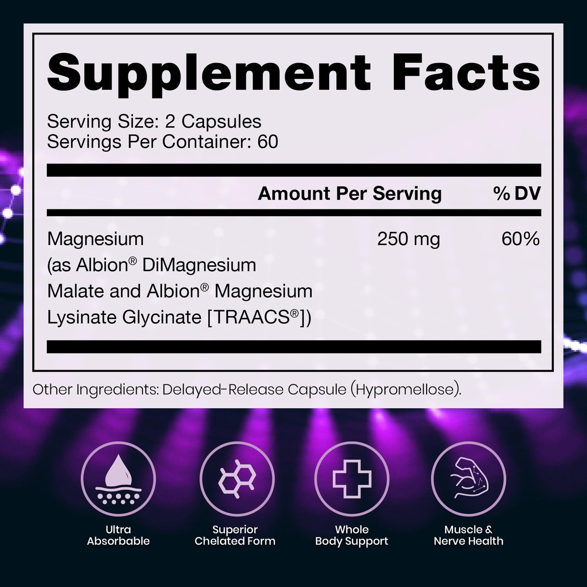 Pure TheraPro Rx Optimum Magnesium Lysinate Glycinate & Di-Magnesium Malate, Made in USA | 2 Month Supply | Chelated for Maximum Absorption,