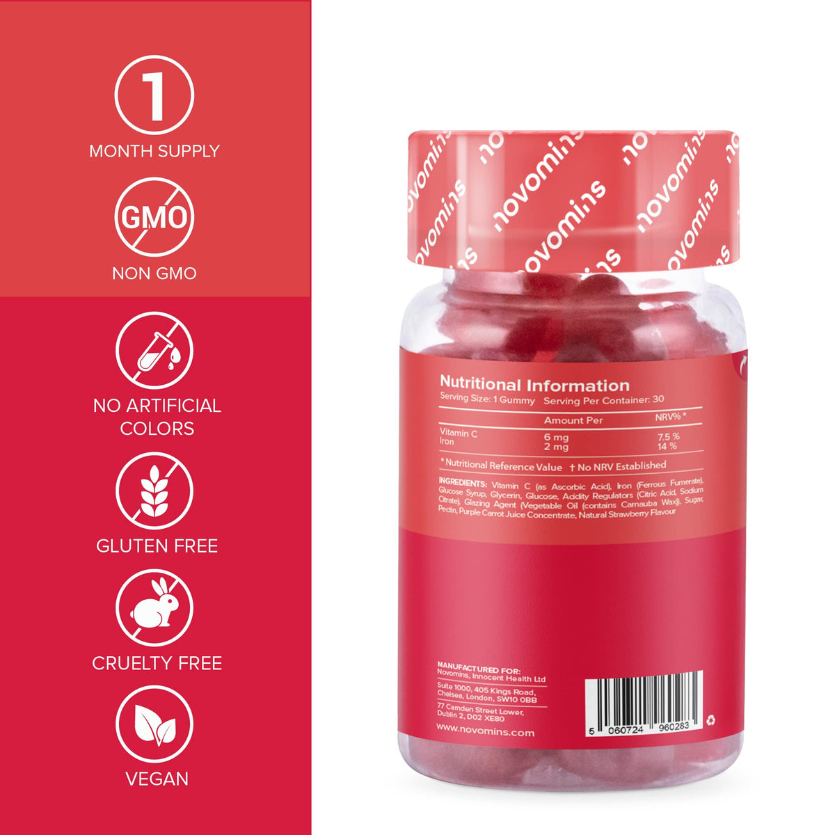 Kids Iron Gummies – Iron Supplement for Kids – Energy & Immune System – Vegan novominsBuy Supplements Australia