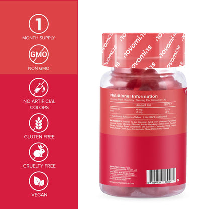 Kids Iron Gummies – Iron Supplement for Kids – Energy & Immune System – Vegan novominsBuy Supplements Australia
