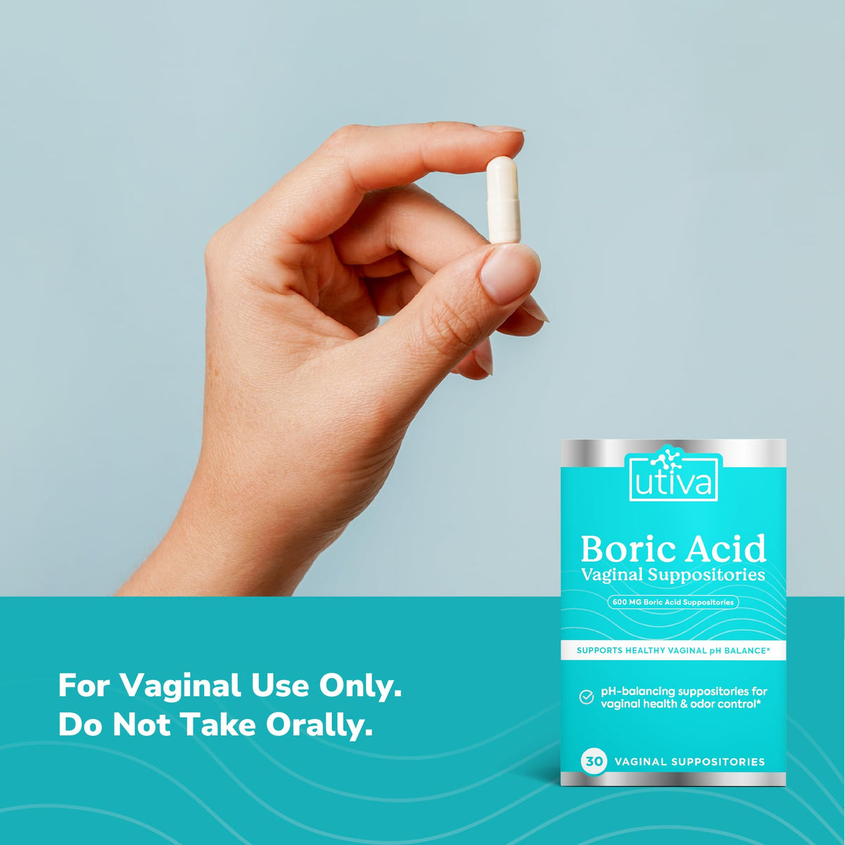 10% Bundle Utiva Boric Acid - 600mg 30-Boric Acid Vaginal Suppositories to Lower pH and Support Vaginal Health + Utiva Suppository Applicators – Hygienic Individually Wrapped 15 Vaginal Applicators Szio+Buy Supplements Australia