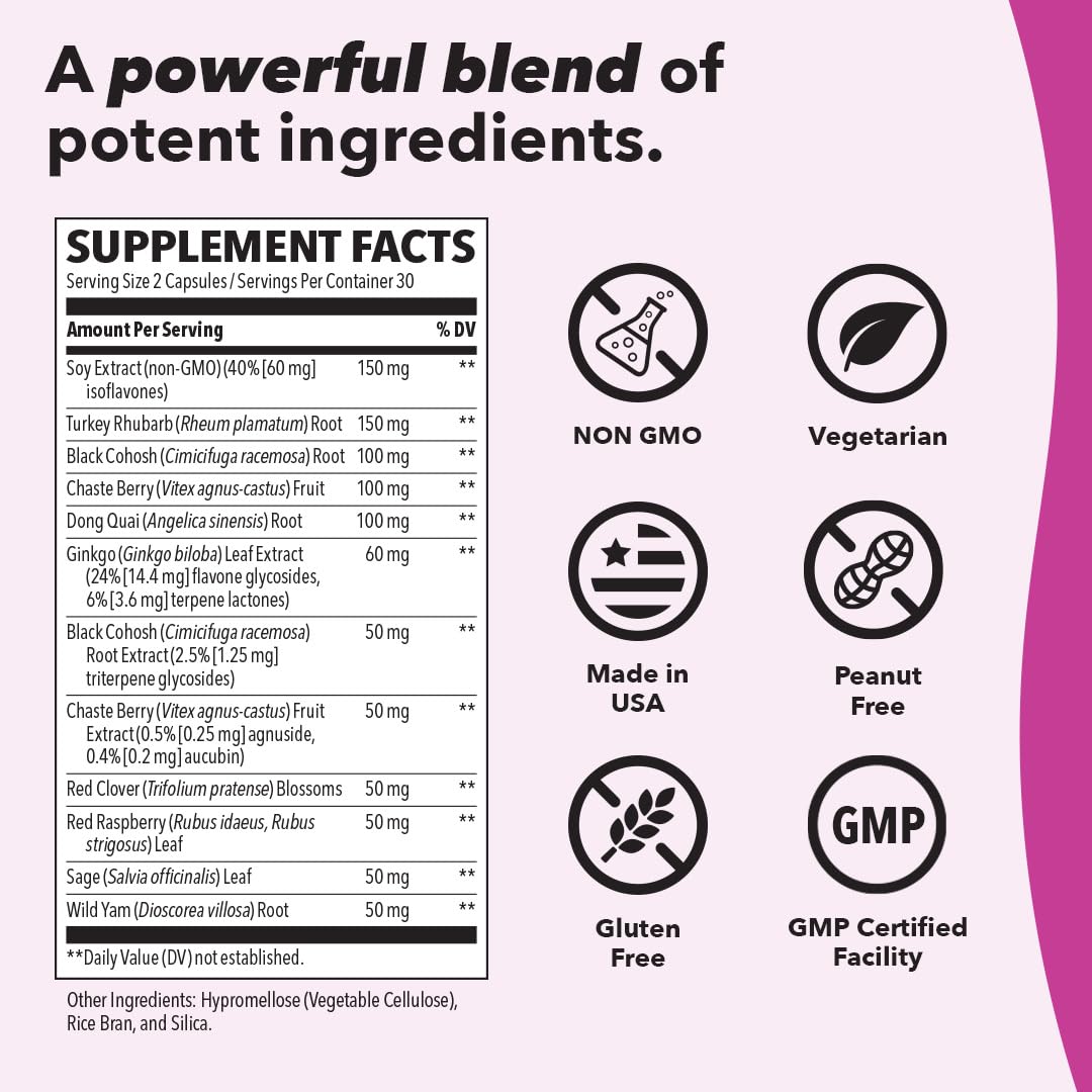 Pausitivi-T - Menopause Support Supplement - Powerful Relief for Hot Flashes, Hormone Imbalance & Night Sweats - Nourishes Tissue - Sage, Chasteberry, Soy Isoflavones & Black Cohosh - 60 Capsules LifeSeasonsBuy Supplements Australia