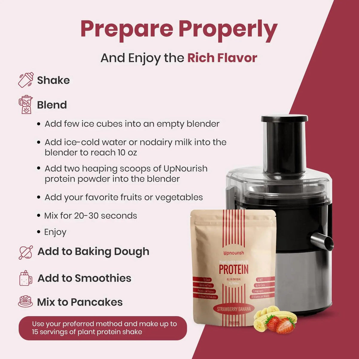 UpNourish Strawberry Banana Vegan Protein Powder 54 Superfoods Powder,1.5 Billion CFU Probiotics 21g Plant Based Protein,No Sugar No Dairy No GMO Dairy Free,Meal Replacement Shake Keto-Friendly Low-Carb Diet,15 Servings UpNourish buy supplements Au