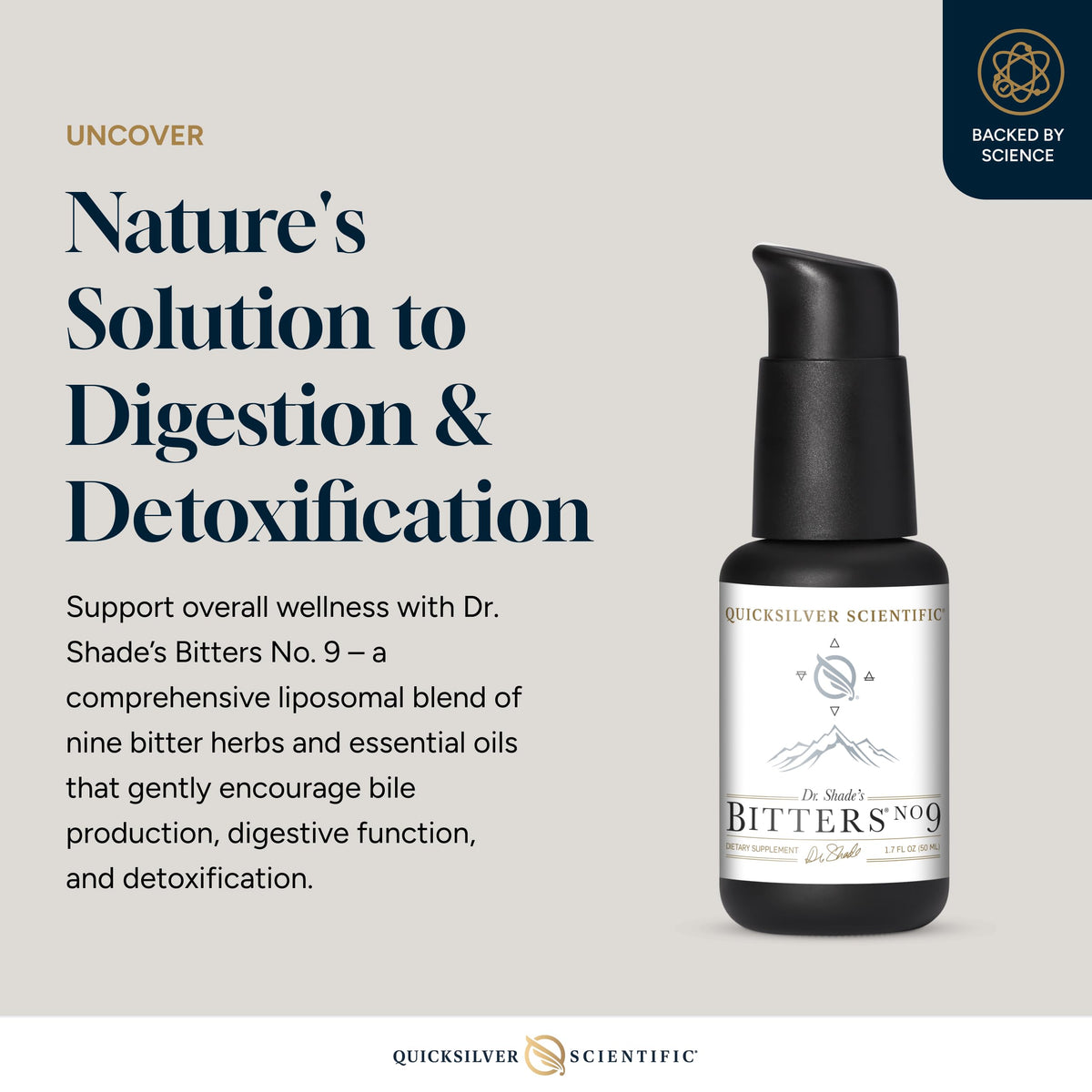 Quicksilver Scientific Dr. Shade's Bitters No. 9 - for Digestion - Fast Acting Liposomal Digestive Bitters with Milk Thistle, Burdock Root & Juniper Essential Oil - Digestive Support (50ml) Quicksilver ScientificBuy Supplements Australia