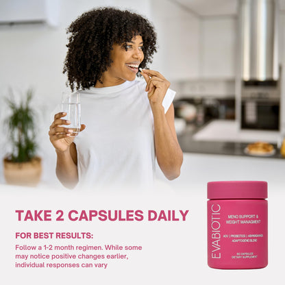 Complete Menopause Vitamins - Ashwaghanda, Probiotics, ACV for Weight Management, Hot Flashes, Night Sweats, Bloat, Hormone Balance - Vegan 60 Caps Menopause Supplements for Women Non-GMO EVABIOTICBuy Supplements Australia