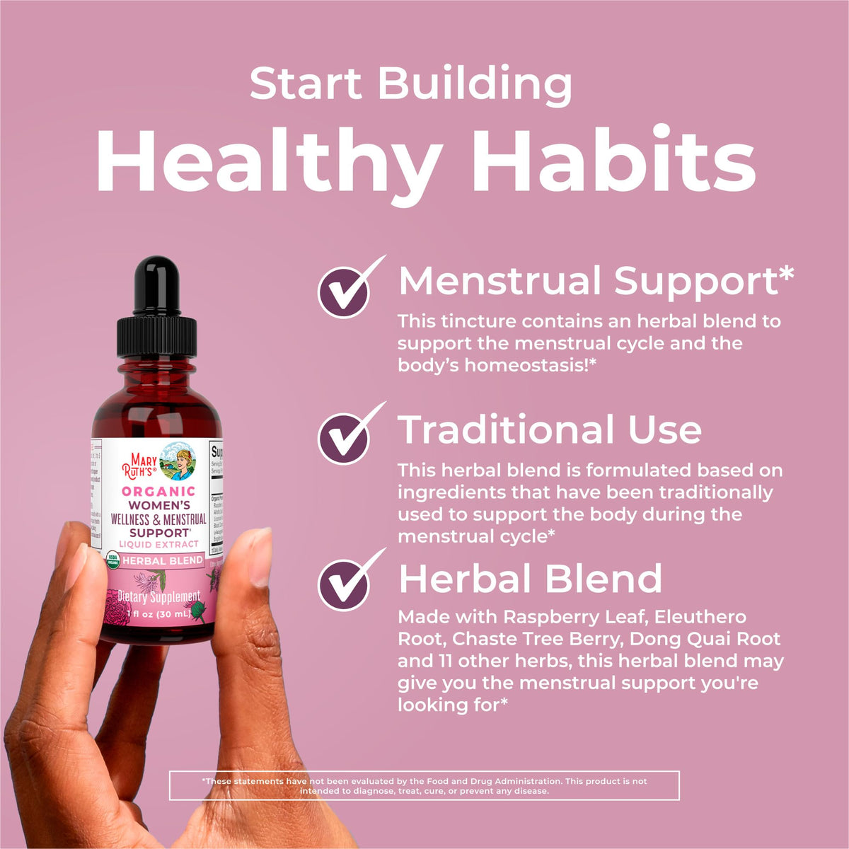 MaryRuth Organics USDA Organic Women's Wellness Liquid Herbal Supplements | Includes Stinging Nettle, Raspberry Leaf, Eleuthero Root, Chaste Tree Berry | Menstrual Support | Non-GMO, Vegan MARYRUTH'SBuy Supplements Australia