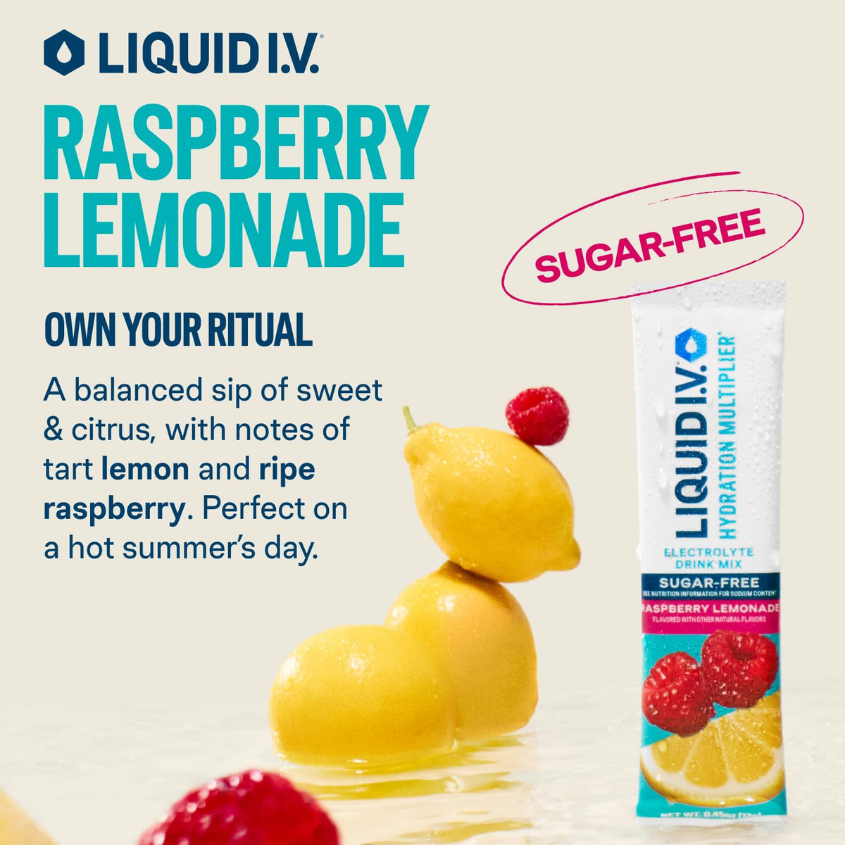 Liquid I.V.® Hydration Multiplier Sugar-Free - Raspberry Lemonade | Electrolyte Powder Drink Mix | 1 Pack (14 Servings) Liquid I.V.Buy Supplements Australia