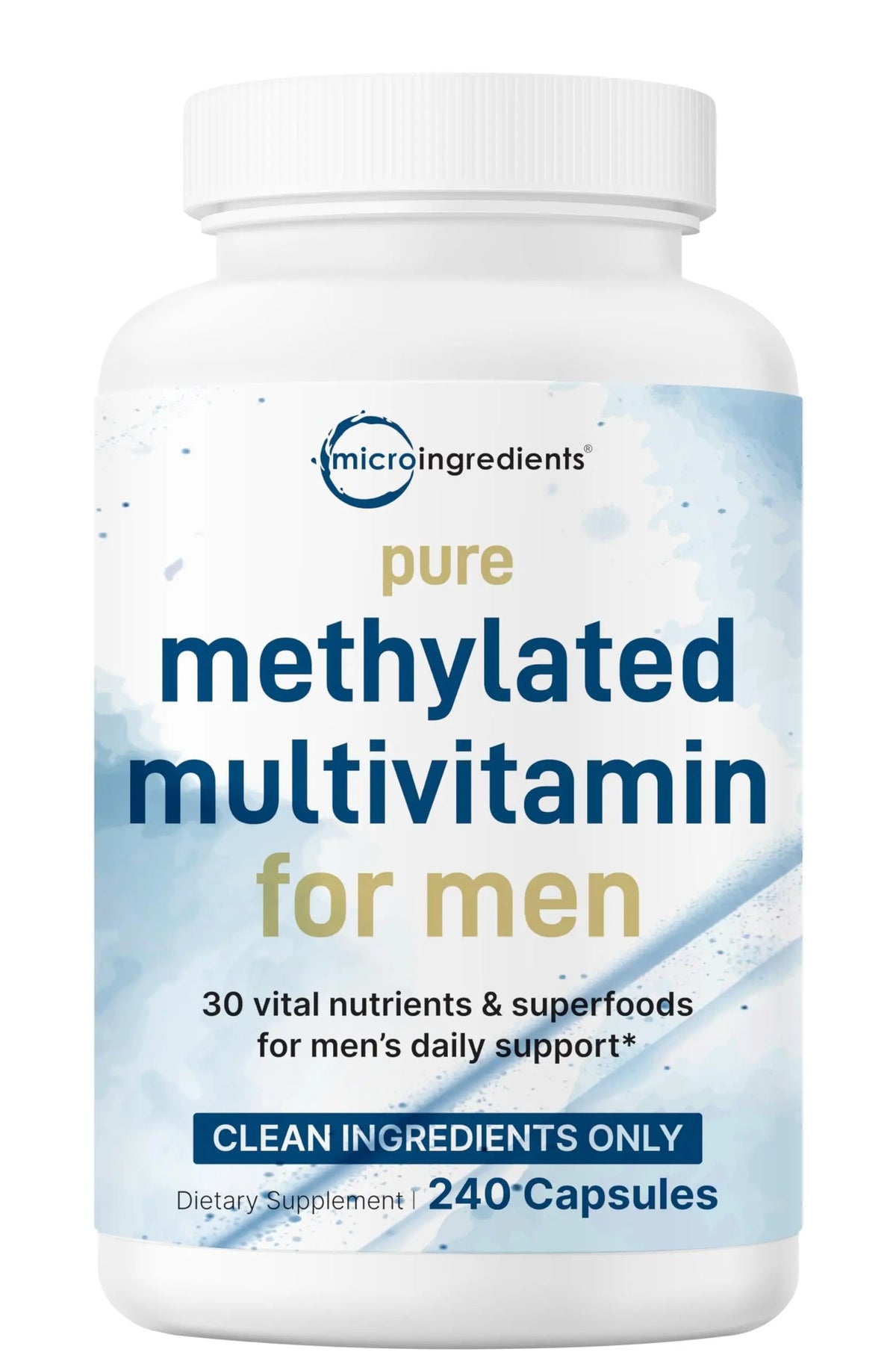Pure Methylated Multivitamin for Men, 240 Capsules | 30 Key Nutrients with Vitamin C, D, E, B Complex + Methylfolate Micro IngredientsBuy Supplements Australia
