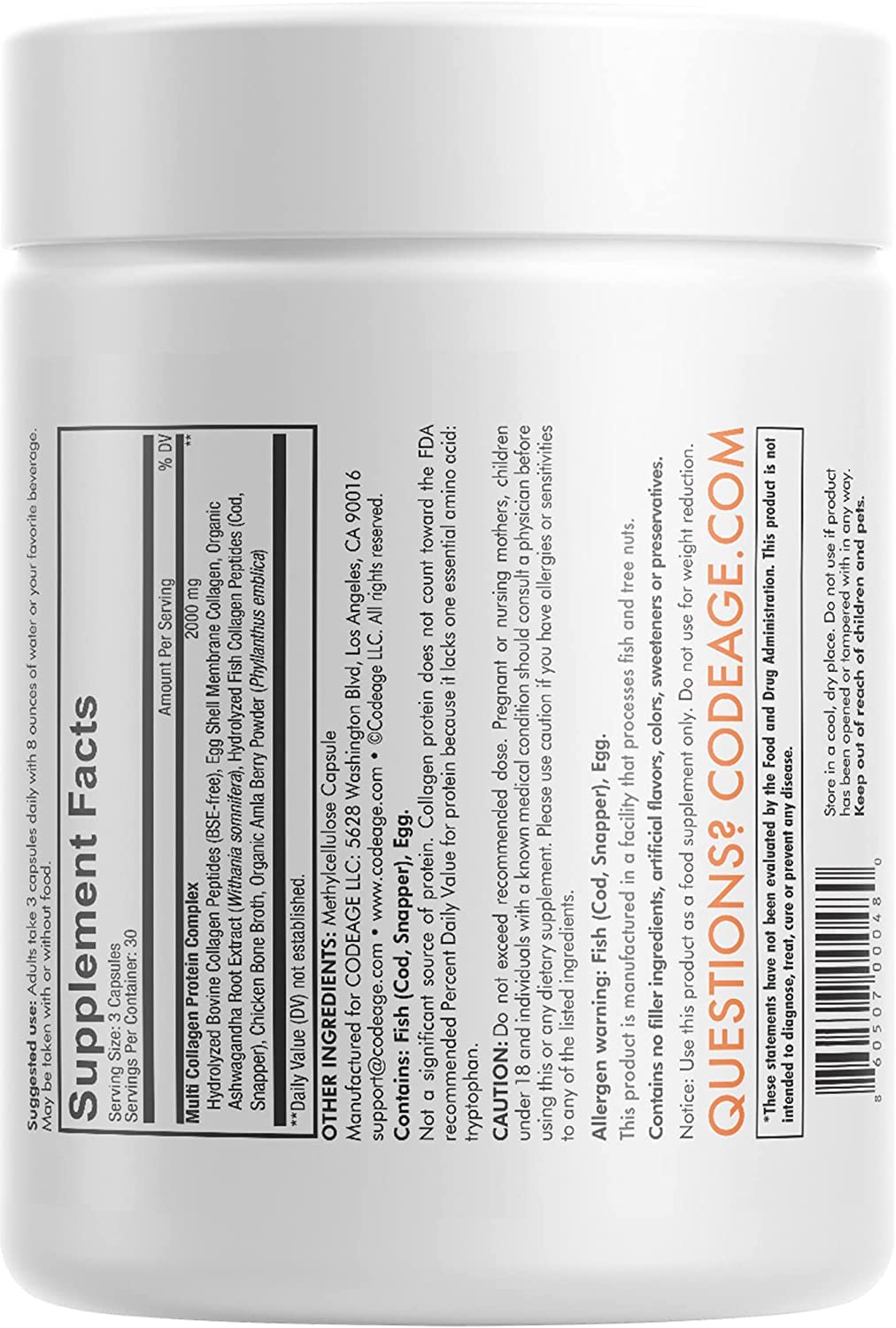 Codeage Multi Collagen Protein Capsules, Type I, II, III, V, X, Grass Fed & Hydrolyzed Collagen Pills Supplement CodeageBuy Supplements Australia