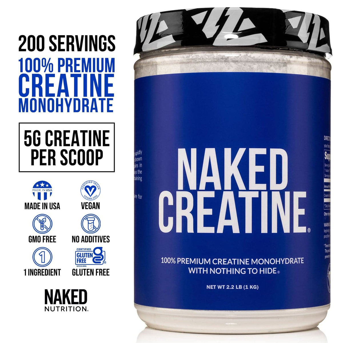 Pure Creatine Monohydrate – 200 Servings - 1,000 Grams, 2.2lb Bulk, Vegan, Non-GMO Naked NutritionBuy Supplements Australia