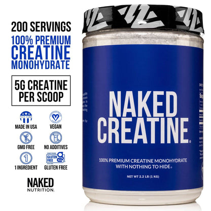 Pure Creatine Monohydrate – 200 Servings - 1,000 Grams, 2.2lb Bulk, Vegan, Non-GMO Naked NutritionBuy Supplements Australia