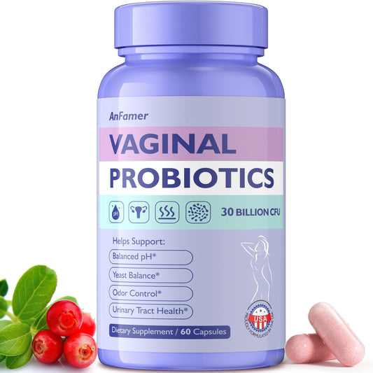 AnFamer Vaginal Probiotics for Women Female,Promotes Ph Balance,Healthy Vaginal Odor & Flora,Urinary Tract Health with Prebiotics & Lactobacillus Probiotic