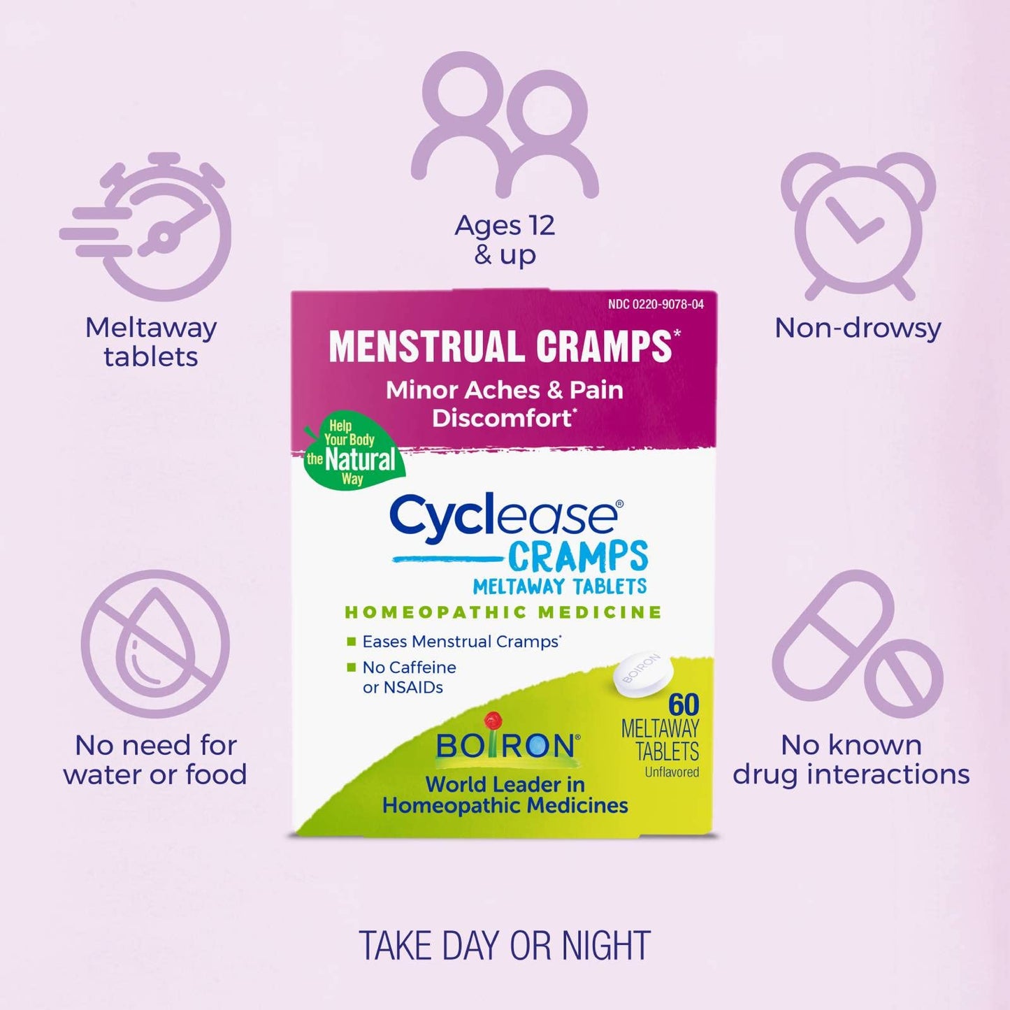 Boiron Cyclease Cramps Tablets for Relief from Menstrual Cramps, Aches, Pain, and Discomfort - 60 Count BoironBuy Supplements Australia