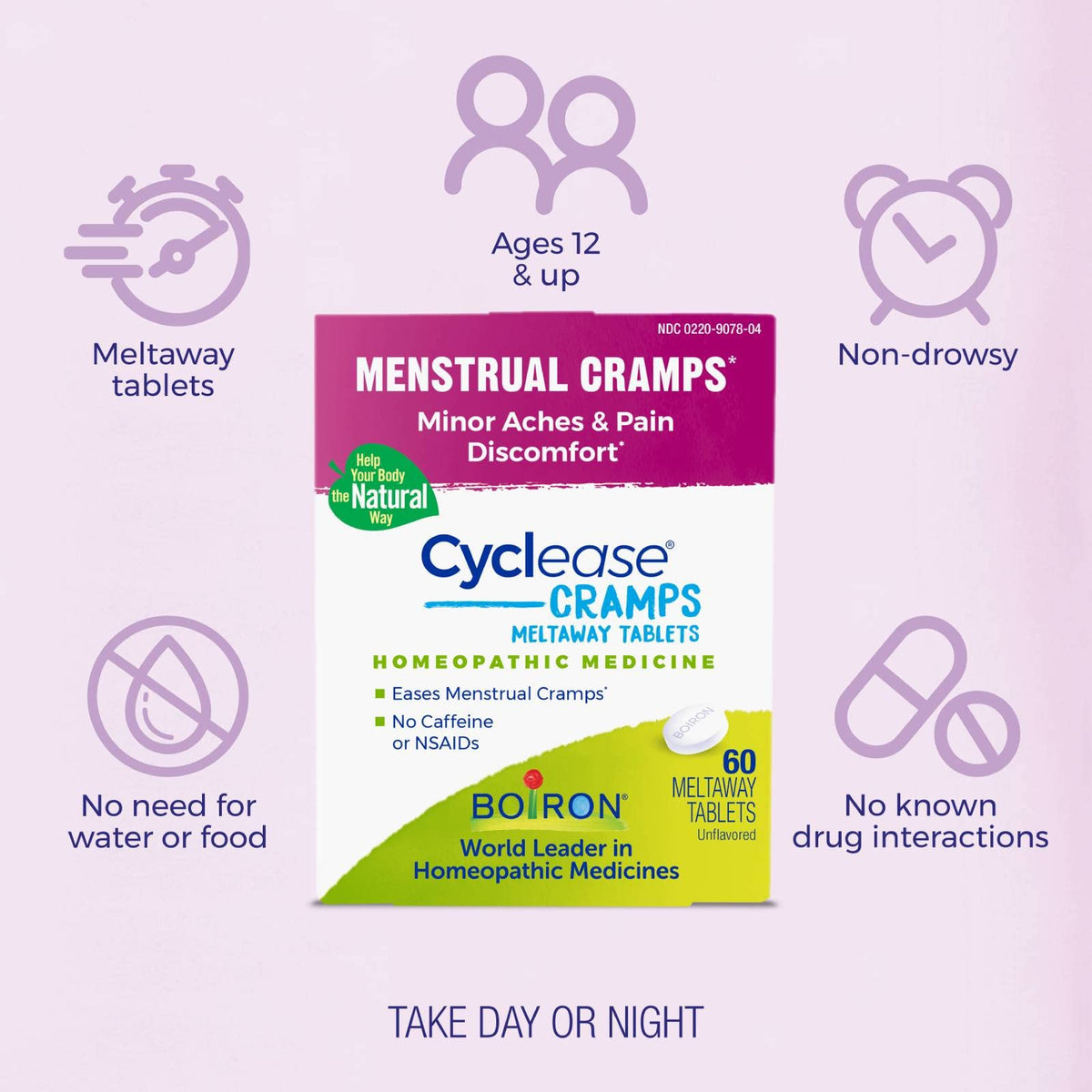 Boiron Cyclease Cramps Tablets for Relief from Menstrual Cramps, Aches, Pain, and Discomfort - 60 Count BoironBuy Supplements Australia