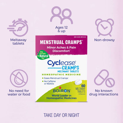 Boiron Cyclease Cramps Tablets for Relief from Menstrual Cramps, Aches, Pain, and Discomfort - 60 Count BoironBuy Supplements Australia