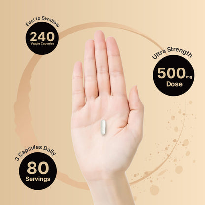 Magnesium Glycinate 500mg Per Serving | 240 Veggie Capsule, 100% Chelated NatureBellBuy Supplements Australia