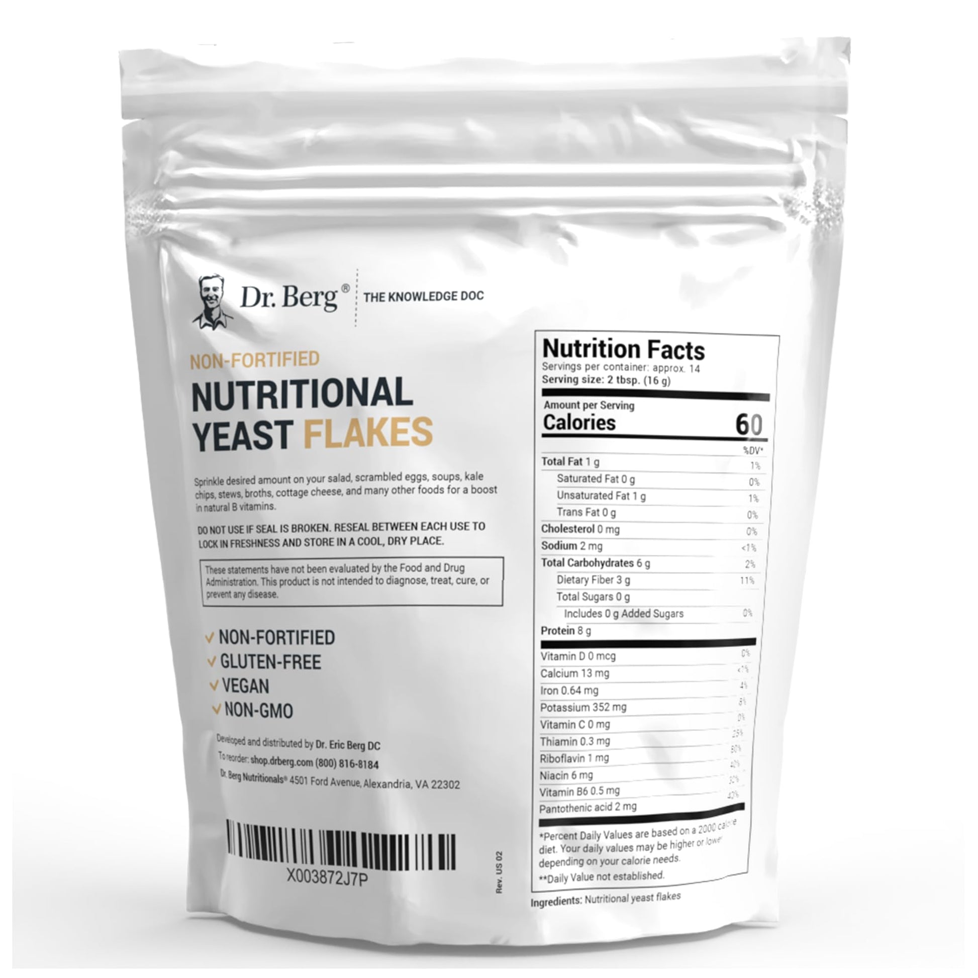 Dr. Berg Premium Nutritional Yeast Flakes - Delicious Non-Fortified Nutritional Yeast Dr. Berg NutritionalsBuy Supplements Australia