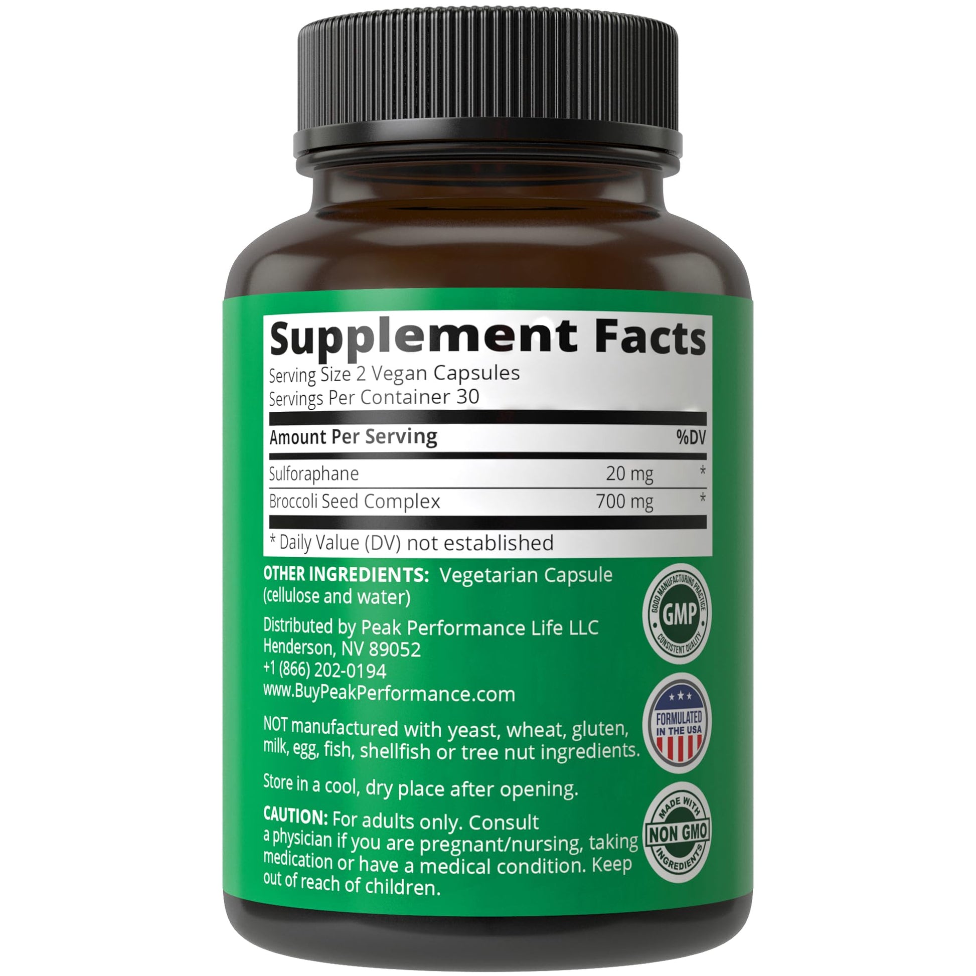 Sulforaphane Supplement 20mg + Broccoli Seed Extract Vegan Capsules. Activated Peak PerformanceBuy Supplements Australia