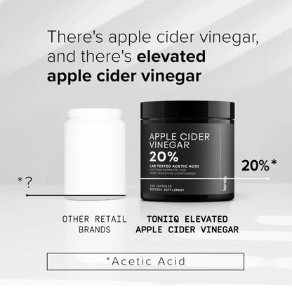 Toniiq Apple Cider Vinegar Capsules - Ultra High Potency 2,010mg Formula with 20% Acetic Acid & Cayenne Pepper - Made with The Mother - Third-Party Lab Tested - 120 Capsules Toniiq buy supplements Au
