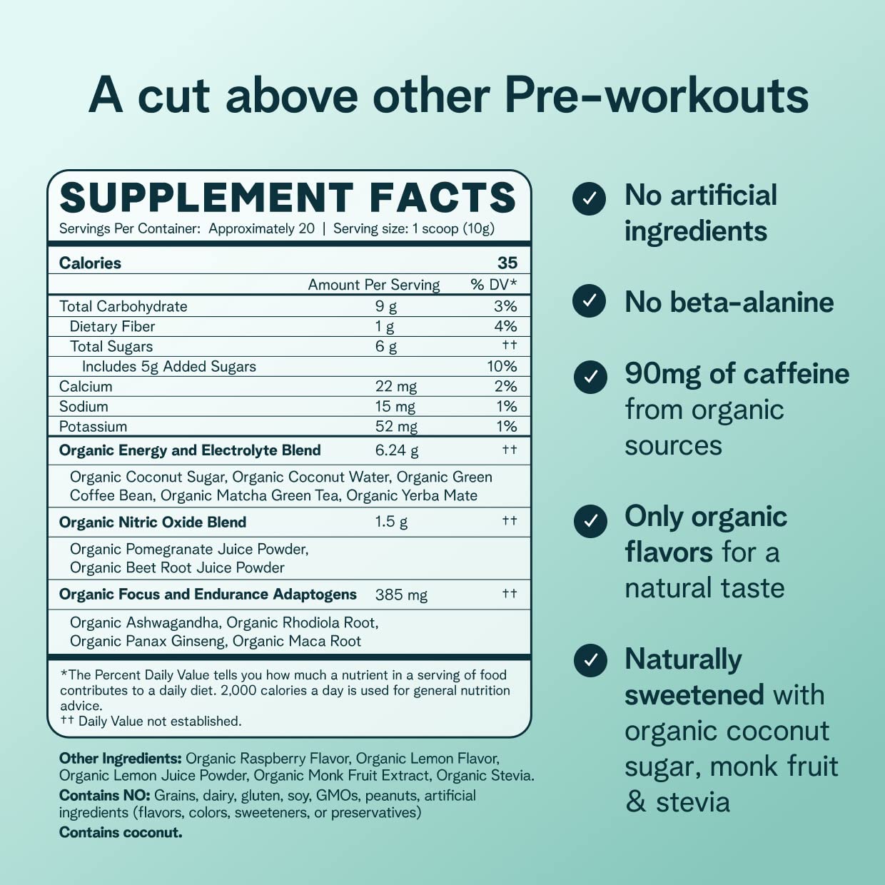 Ora Organic Natural Pre Workout Powder - Raspberry Lemonade Flavor- Provides Jitter Free Energy, Focus, Hydration, & Endurance - Vegan, Certified Organic, Soy, Dairy, & Gluten Free, 20 Servings Ora OrganicBuy Supplements Australia