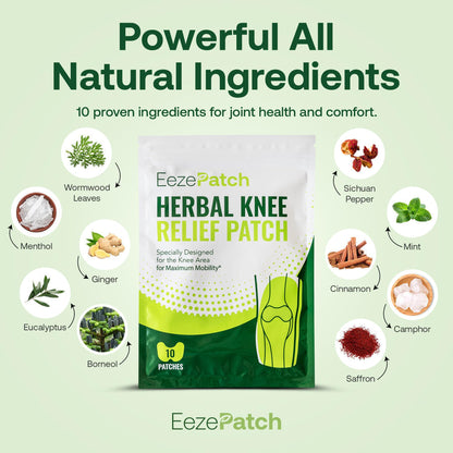 EezePatch® Herbal Knee Relief Patches (10 Count) – Natural Joint Support for Knee Discomfort, Mobility & Flexibility – Herbal Extracts for Soothing Relief – Easy-to-Apply Patches EezePatch buy supplements Au