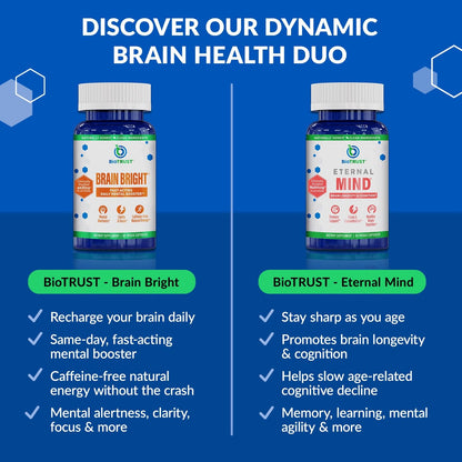 BioTrust Brain Bright – Daily Nootropic Boost for Focus, Concentration, Mental Clarity – Caffeine Free Nootropics Brain Support Supplement – Thai Ginger, Ginkgo, Folate, L-Theanine – 30 Servings BioTrustBuy Supplements Australia