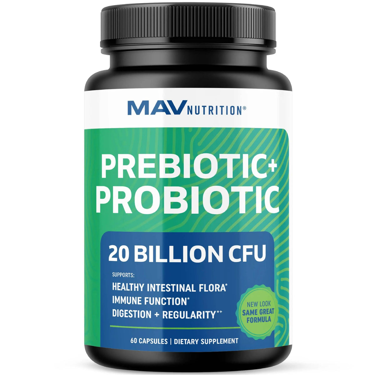 Prebiotics and Probiotics for Women & Men | Pre and Probiotics for Gut Health & Bloating Relief | Synbiotic with 20 Billion CFU Lactobacillus & Bifidobacterium | Shelf-Stable | Vegetarian | 60 Ct. MAV NUTRITIONBuy Supplements Australia