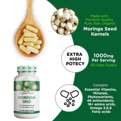Organic Veda Moringa Seed Capsules - Pure Organic Moringa Capsules Seed Powder Organic VedaBuy Supplements Australia