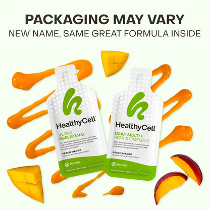 Healthycell Vegan Daily Multivitamin Liquid Supplement with Iron and Omega-3, 25+ Essential Vitamins, Minerals & Nutrients for Brain Healthycell