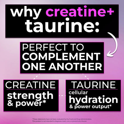Creatine with Taurine for Women & Men - Unflavored Micronized Creatine Monohydrate Plus Taurine Powder to Support Muscle Strength, Recovery & Brain Health (60 Servings) BugfeBuy Supplements Australia