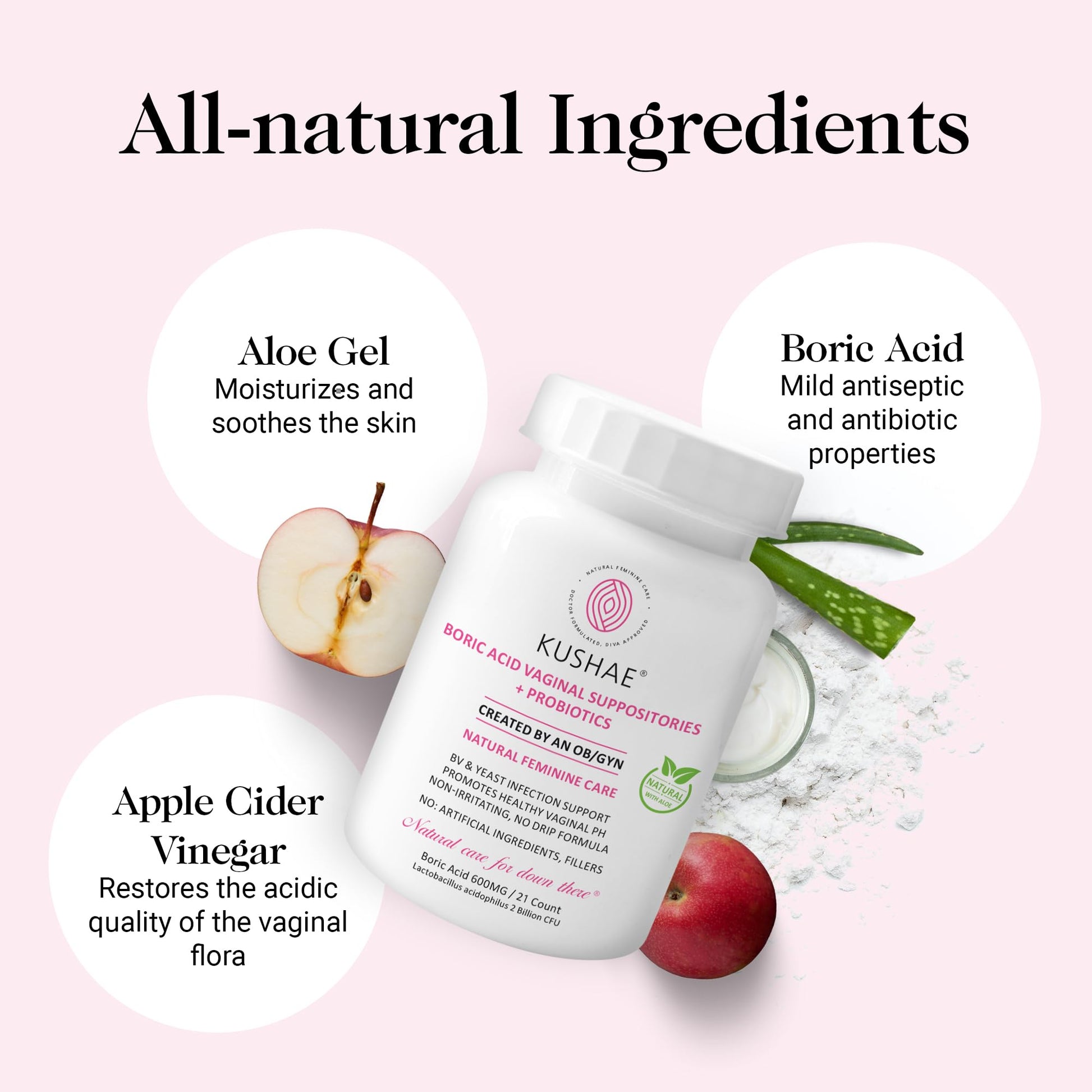 Kushae Boric Acid Suppositories with Applicator, All-Natural Boric Acid Suppositories for Women KushaeBuy Supplements Australia