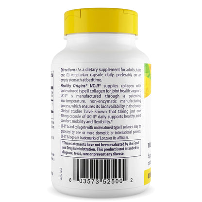 Healthy Origins UC-II 40 mg (Undenatured Type II Collagen, Non-GMO, Gluten Free, Joint Support), 120 Veggie Caps Healthy OriginsBuy Supplements Australia
