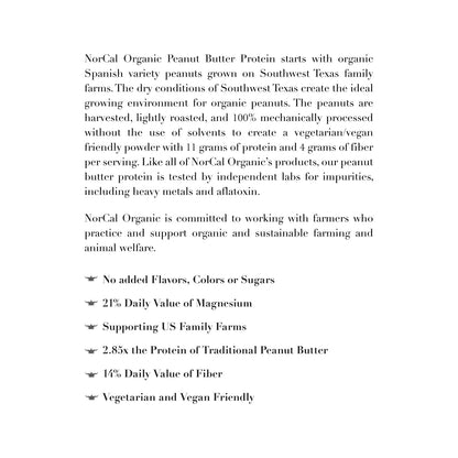 Norcal Organic Peanut Butter Protein Powder - 2lb | Vegan, Low-Cal, 11g Protein NorCal OrganicBuy Supplements Australia