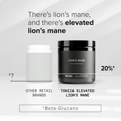 Toniiq Lion’s Mane - Ultra High Potency 10:1 Extract with 30% Polysaccharides - Highly Concentrated & Bioactive - Third-Party Lab Tested - 120 Capsules Toniiq buy supplements Au