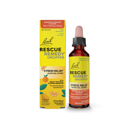 Bach RESCUE Remedy, Orange Mango Flavor, Stress Relief, Homeopathic, Flower Essences, 20mL RESCUE buy supplements Au