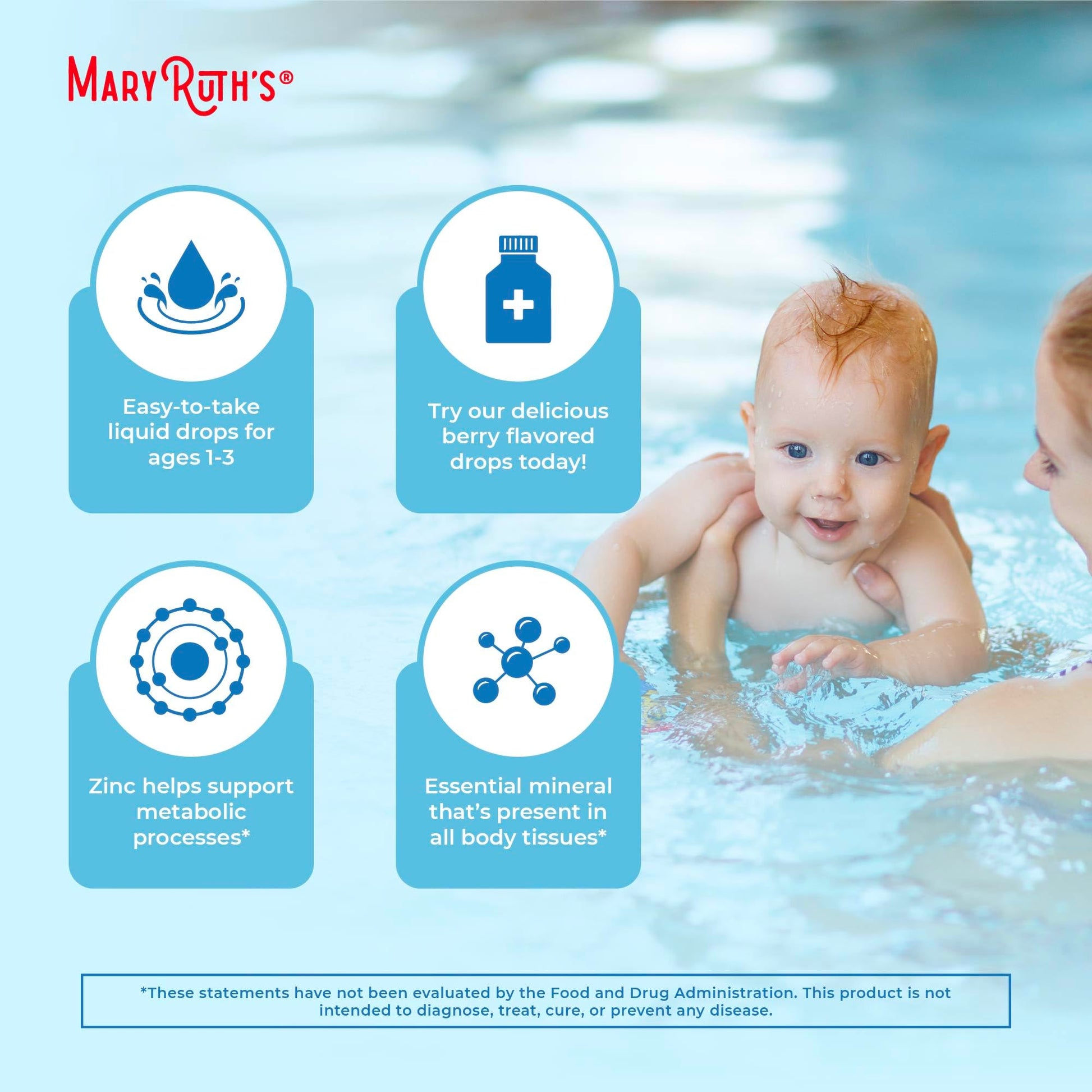 MaryRuth Organics USDA Toddler Liquid Drops | Zinc Sulfate | Immune Support Supplement| Skin Health | Vegan | Formulated for Ages 1-3 | Delicious Berry Flavor | 1 Month Supply | 2 Fl Oz MARYRUTH'SBuy Supplements Australia