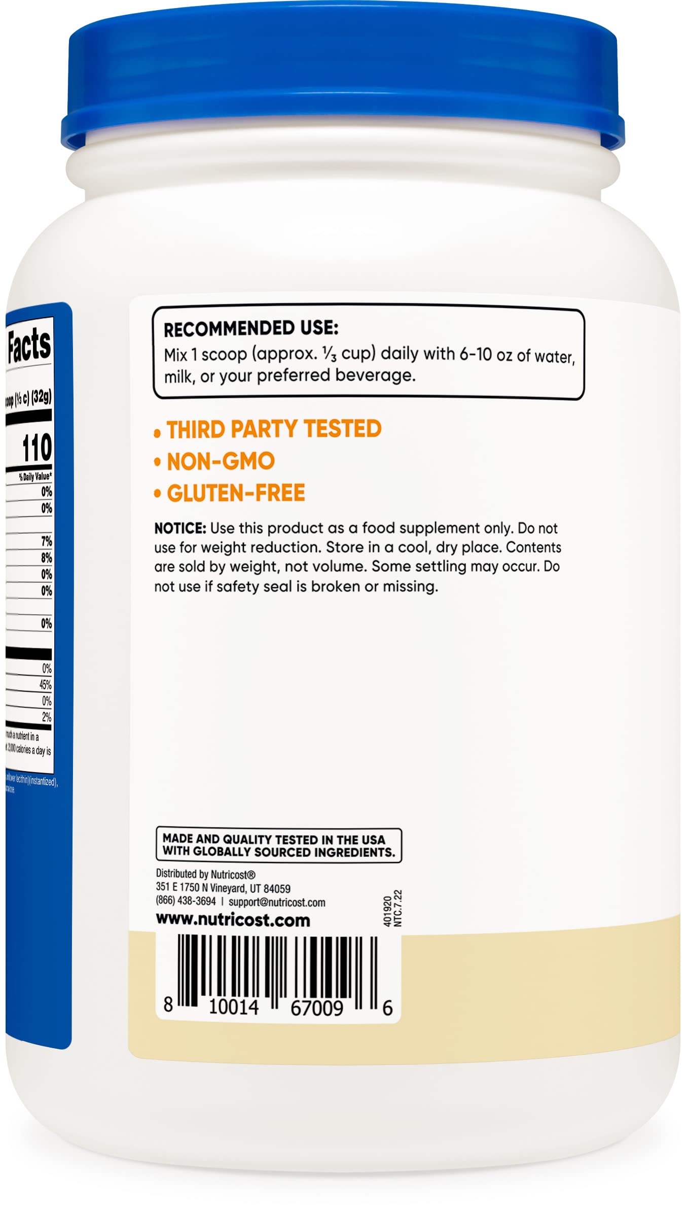 Nutricost Casein Protein Powder 2lb Vanilla - Micellar Casein, Gluten Free, Non-GMO NutricostBuy Supplements Australia