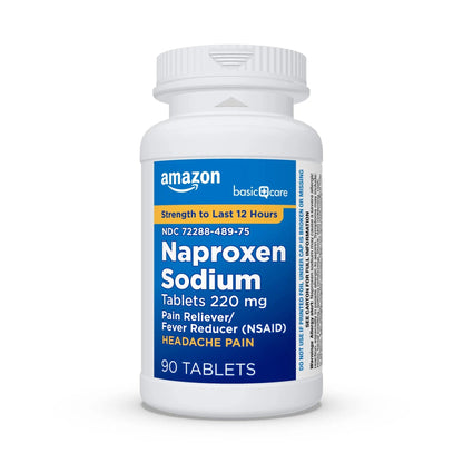 Amazon Basic Care Naproxen Sodium Tablets 220 mg, Pain Reliever, Fever Reducer, Headache Relief, Backache, Menstrual Cramps, Arthritis, Muscular Aches, NSAID, 90 Count Amazon Basic CareBuy Supplements Australia