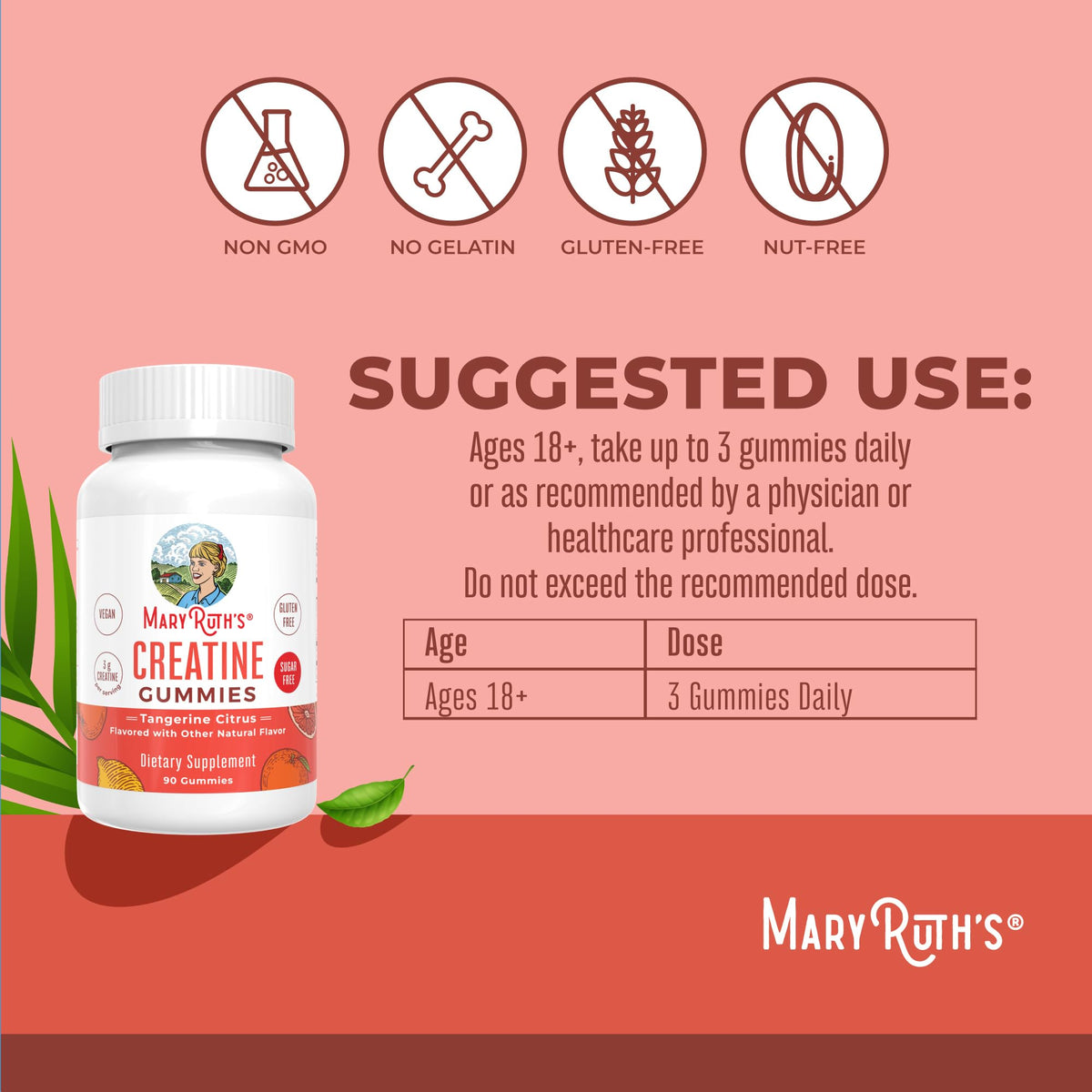 MaryRuth's Creatine Gummies | Creatine Monohydrate Gummies | 3g Creatine Per Serving | Creatine for Women & Men | Tangerine Citrus Flavor | Exercise | Workout | Sugar Free | Vegan | 90 Count MARYRUTH'SBuy Supplements Australia