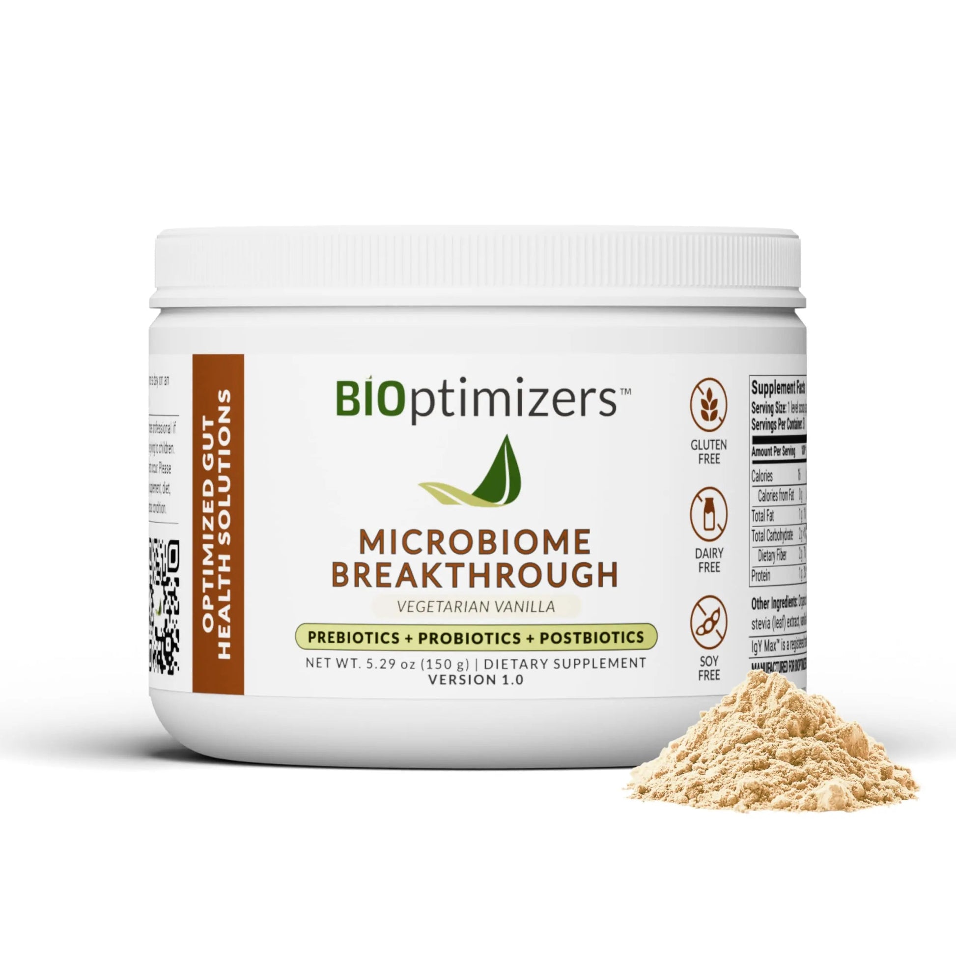 Microbiome Breakthrough™ Gut Support Powder – Vegetarian Vanilla – With Probiotics, Prebiotics, and IgY Max® – Source of L-Glutamine – Supports Digestive Comfort, Gas & Bloating Relief 30 Servings* BIOptimizers buy supplements Au