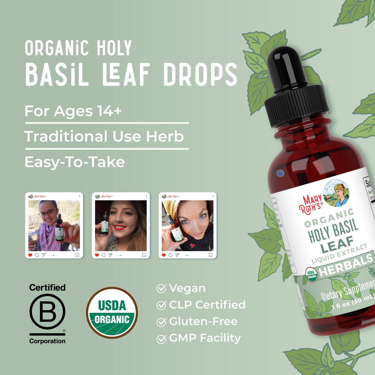MaryRuth Organics Holy Basil Sugar Free | Tulsi Holy Basil Herbal Liquid Drops | Antioxidant | Cognitive Function | Digestive Support | Energy Levels | Vegan | Non-GMO | 1 Fl Oz MARYRUTH'SBuy Supplements Australia